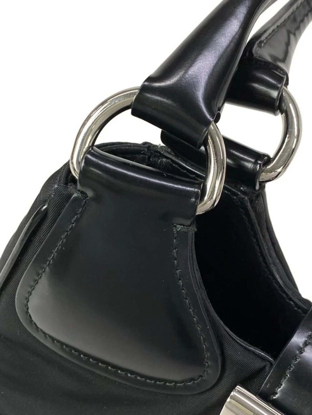 PRADA - Black Nylon Leather Handbag - Picture 11 of 16